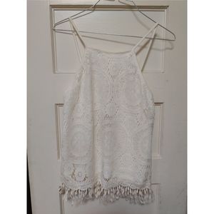 NWT White top with fringe